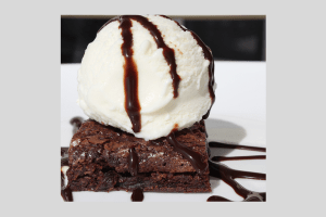 make boxed brownies taste better with ice cream and chocolate sauce