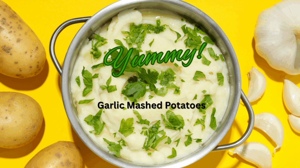 Pot of garlic mashed potatoes