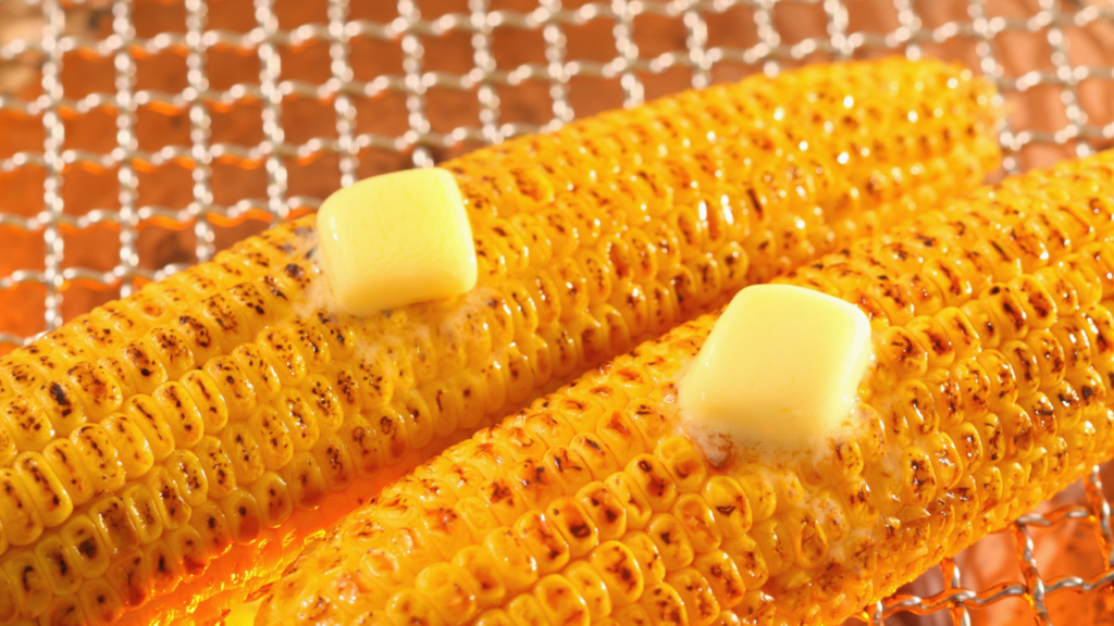 freshly cooked corn on the cob with butter