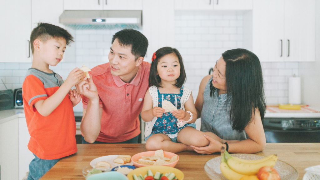 family practicing healthy eating habits