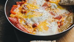 skillet eggs for home cooking dinner